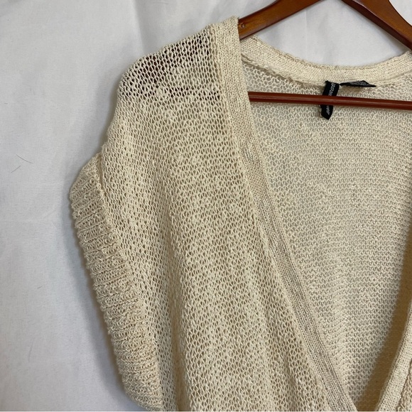 JASON MAXWELL Women’s Cream Short Sleeve V Neck Knit Cardigan Sweater Size Large - Picture 2 of 10